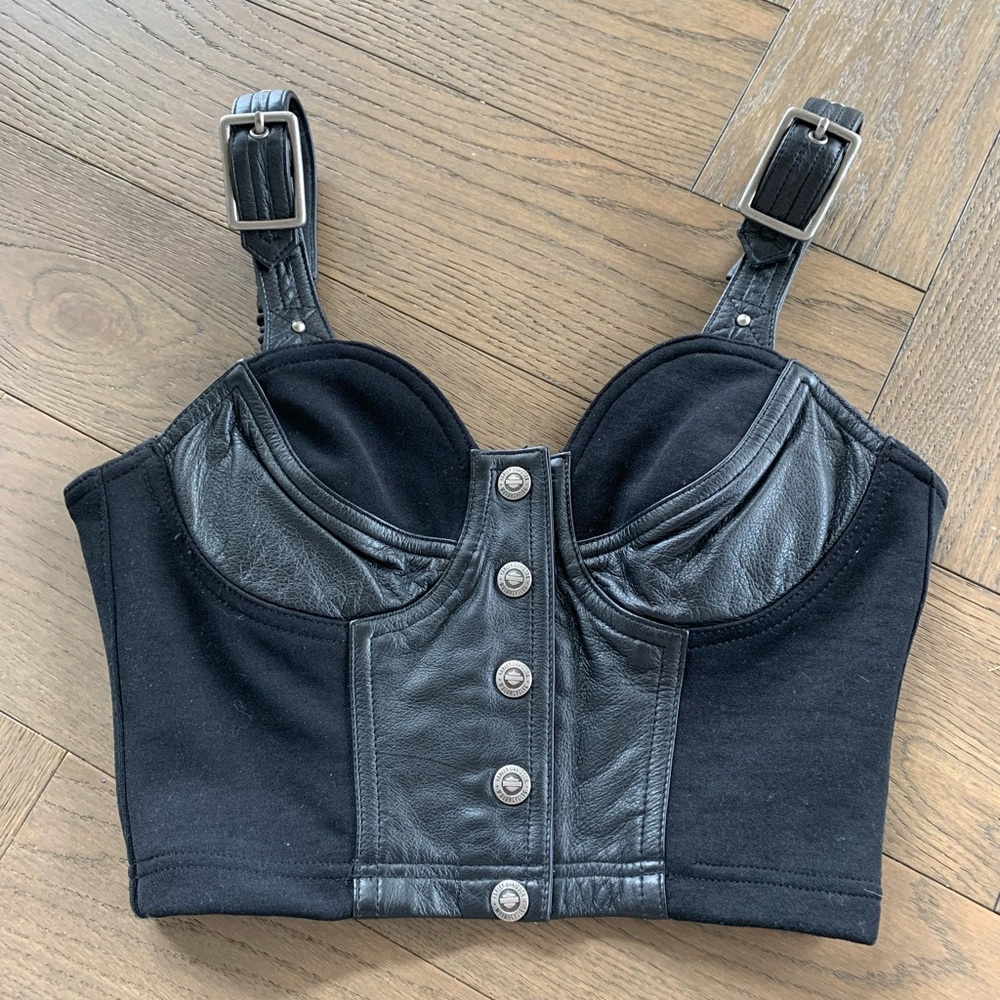 harley davidson leather detailed bustier